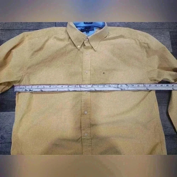 Tommy Hilfiger Mens 80s 2 Ply Fabric Gold Plaid Long Sleeve Button Up Shirt XL - Picture 4 of 6
